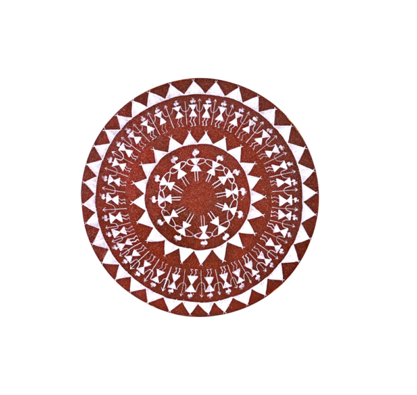 Warli Folk Art Painting - Round Small