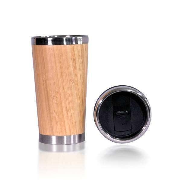HEM Crafts Bamboo Stainless Steel Coffee Travel Mug Tumbler With Leak-Proof Cover