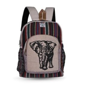 Elephant Printed Small Hemp Backpack