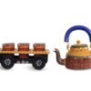 HEM Crafts Hand Painted Kettle with 6 Hand Painted Glasses & Wooden Tray_05